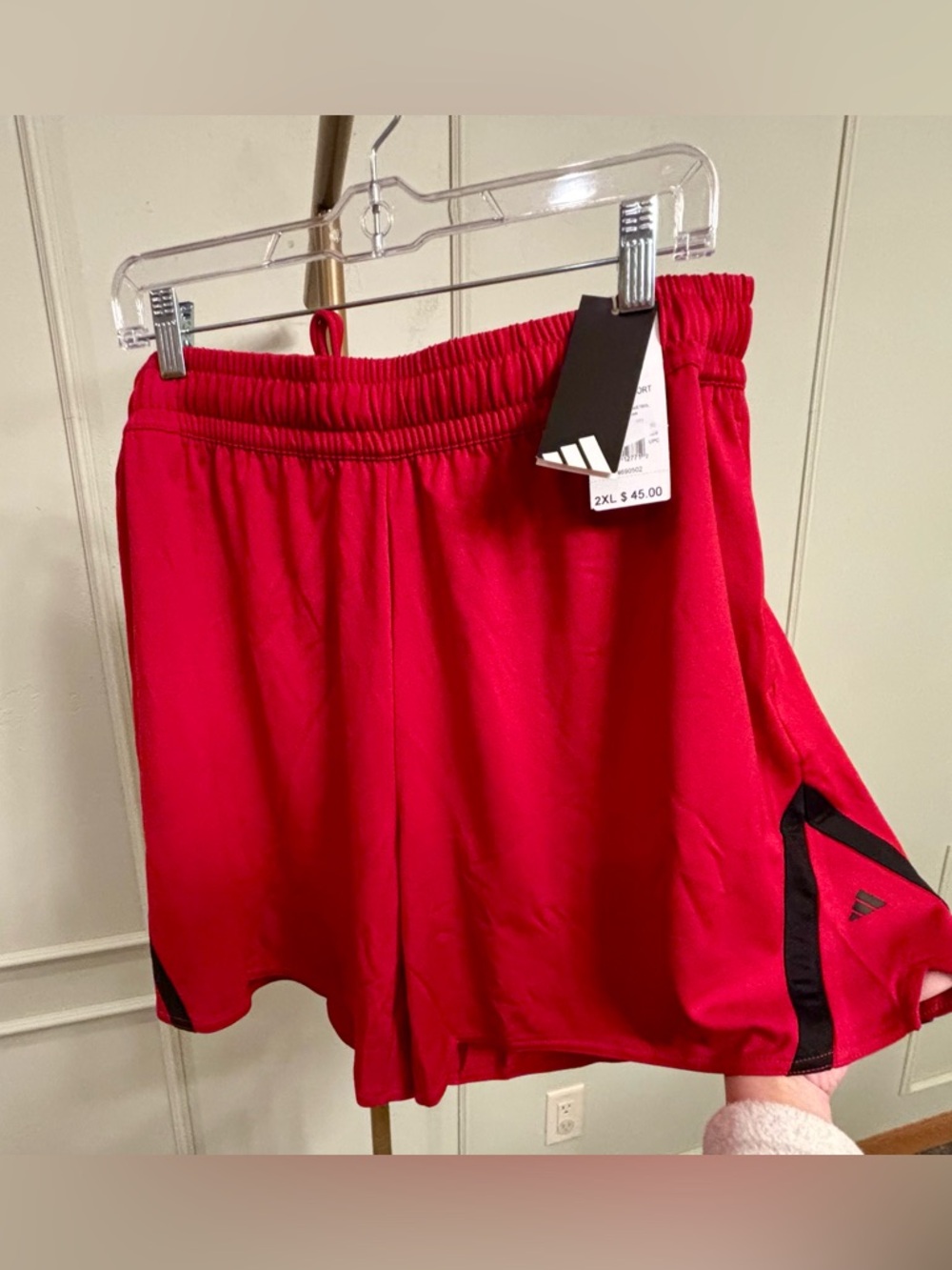 adidas Women’s Plus Athletic Shorts Red with Black Trim Pockets MSRP $45 NWT 2X